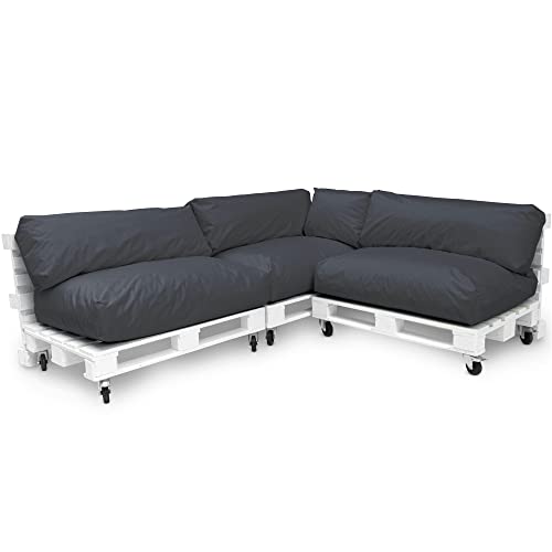 Spatium Jumbo XXL Palettenkissen Set abnehmbar Bezug wasserdicht gesteppt Palettenpolster Palettenauflage Palettensofa (Anthrazit, 7er Set) von Spatium