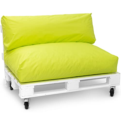 Spatium Jumbo XXL Palettenkissen Set abnehmbar Bezug wasserdicht gesteppt Palettenpolster Palettenauflage Palettensofa (Apfel Grün, 2er Set) von Spatium