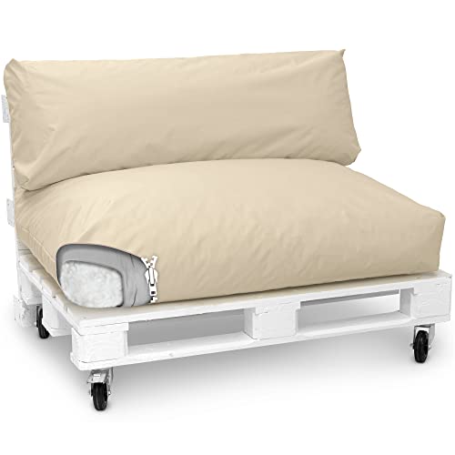 Spatium Jumbo XXL Palettenkissen Set abnehmbar Bezug wasserdicht gesteppt Palettenpolster Palettenauflage Palettensofa (Beige, 2er Set) von Spatium