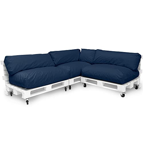 Spatium Jumbo XXL Palettenkissen Set abnehmbar Bezug wasserdicht gesteppt Palettenpolster Palettenauflage Palettensofa (Dunkelblau, 7er Set) von Spatium