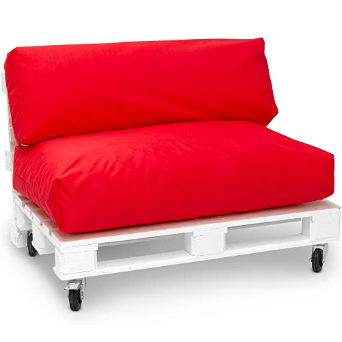 Spatium Jumbo XXL Palettenkissen Set abnehmbar Bezug wasserdicht gesteppt Palettenpolster Palettenauflage Palettensofa (Rot, 2er Set) von Spatium