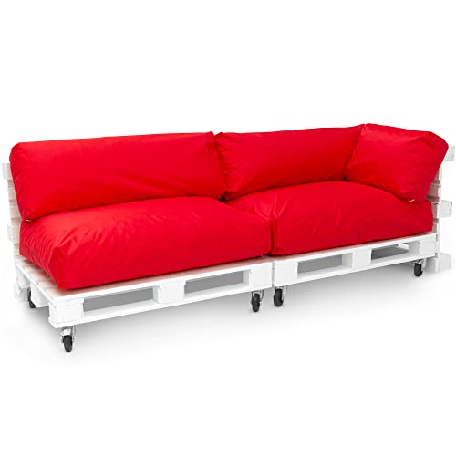 Spatium Jumbo XXL Palettenkissen Set abnehmbar Bezug wasserdicht gesteppt Palettenpolster Palettenauflage Palettensofa (Rot, 5er Set) von Spatium