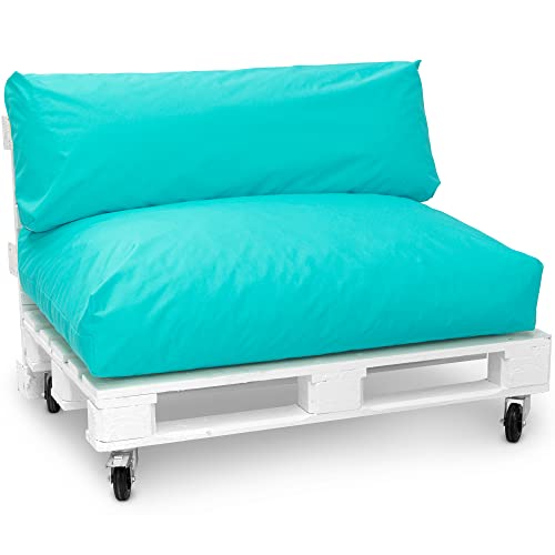 Spatium Jumbo XXL Palettenkissen Set abnehmbar Bezug wasserdicht gesteppt Palettenpolster Palettenauflage Palettensofa (Türkis, 2er Set) von Spatium