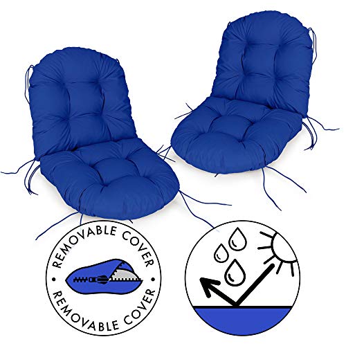 Spatium 2er Set Niedriglehner Auflage abnehmbar Bezug wasserdicht Sitz + Rücken gesteppt Stuhlkissen viele Größen zur Auswahl und Farben(2er Set 40 x 80 x 10cm Blau) von Spatium
