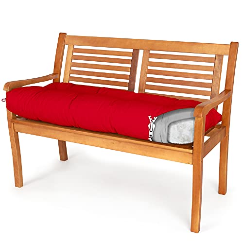 Spatium Bankauflage abnehmbar Bezug wasserdicht gesteppt Bankkissen Bankpolster Polsterauflage Auflage für Gartenbank 30 Größen zur Auswahl 7 Farben(130 x 50 x 10cm Rot) von Spatium