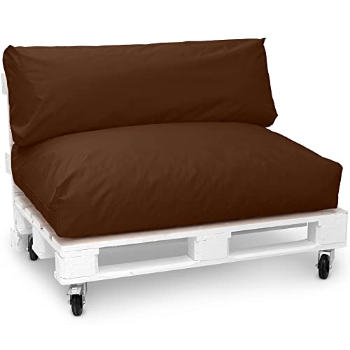 Spatium Jumbo XXL Palettenkissen Set abnehmbar Bezug wasserdicht gesteppt Palettenpolster Palettenauflage Palettensofa (Braun, 2er Set) von Spatium