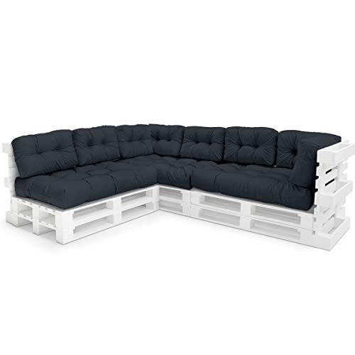 Spatium Palettenkissen Set abnehmbar Bezug wasserdicht gesteppt Palettenauflage Palettenpolster Palettensofa Palettenmöbel Anthrazit 11er Set von Spatium