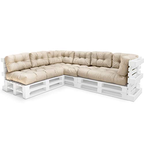 Spatium Palettenkissen Set abnehmbar Bezug wasserdicht gesteppt Palettenauflage Palettenpolster Palettensofa Palettenmöbel Beige 11er Set von Spatium