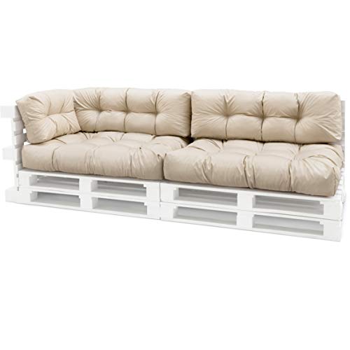 Spatium Palettenkissen Set abnehmbar Bezug wasserdicht gesteppt Palettenauflage Palettenpolster Palettensofa Palettenmöbel Beige 5er Set von Spatium