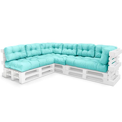 Spatium Palettenkissen Set abnehmbar Bezug wasserdicht gesteppt Palettenauflage Palettenpolster Palettensofa Palettenmöbel Minze 11er Set von Spatium