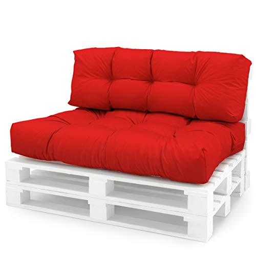 Spatium Palettenkissen Set abnehmbar Bezug wasserdicht gesteppt Palettenauflage Palettenpolster Palettensofa Palettenmöbel Rot 2er Set von Spatium