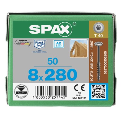 Holzbauschraube ER A2 blk TG T 40, ø8 x 280mm von Spax