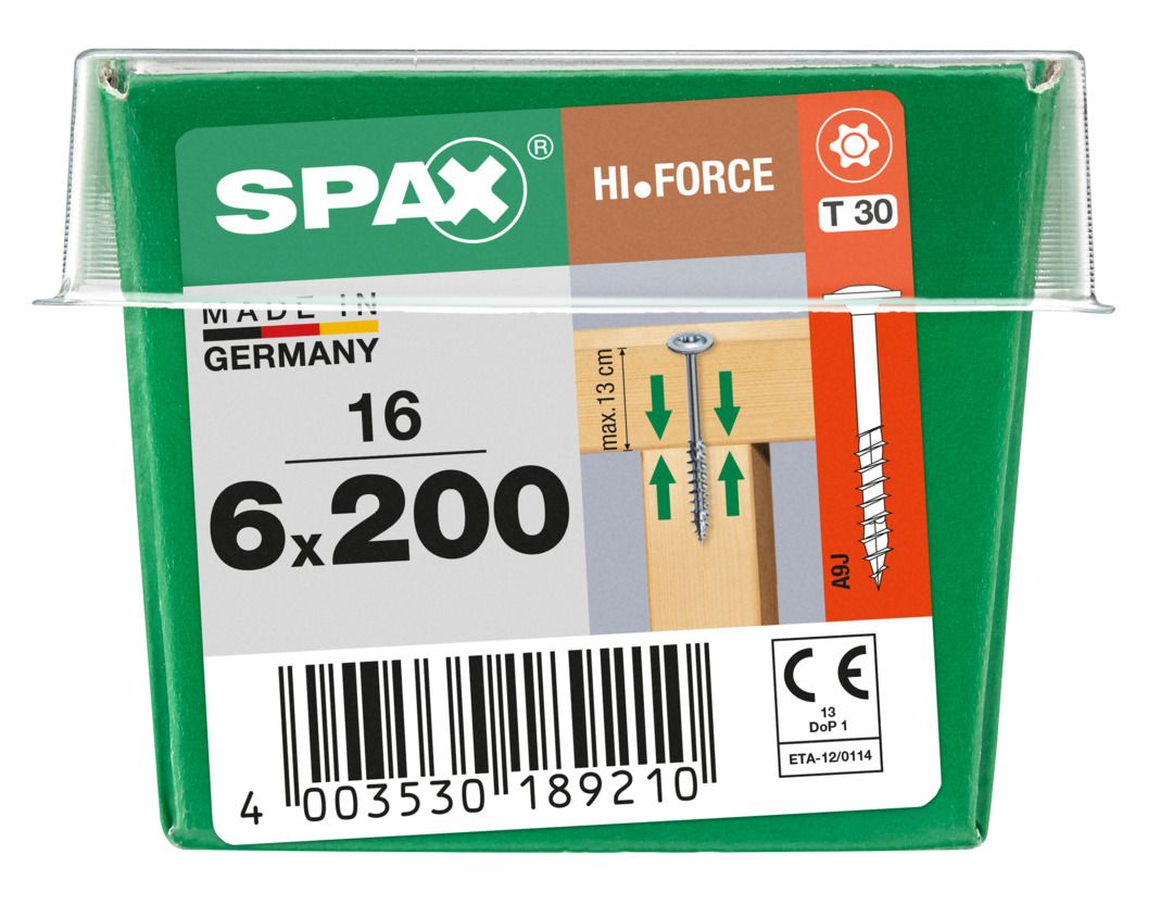 Spax Holzbauschrauben 6.0 x 200 mm TX 30 Tellerkopf - 16 Stk. von SPAX