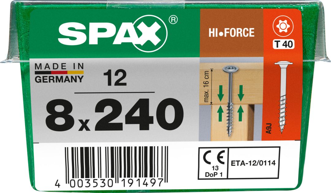 Spax Holzbauschrauben 8.0 x 240 mm TX 40 - 12 Stk. von SPAX