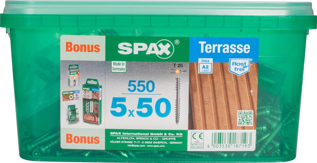 Spax Terrassenschrauben 5.0 x 50 mm TX 25 - 550 Stk. von SPAX