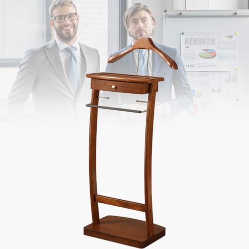 Spdazzleburst Anzugständer, Herren- und Damen-Kleiderständer, Holz-Kleiderständer, mit Schuhregal, mit Hosenstange, für das Wohnzimmer im Büro von Spdazzleburst