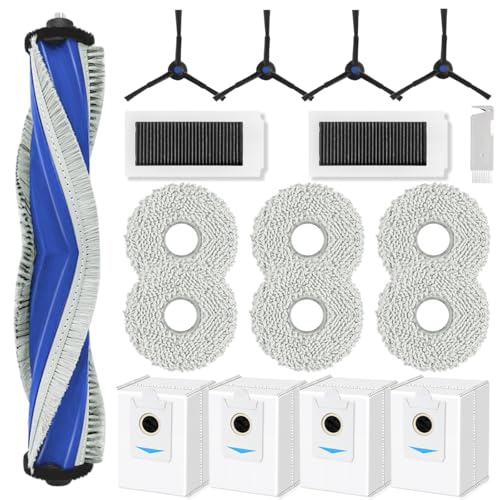 SpeHiate Zubehör für ECOVACS DEEBOT X5 Omni Saugroboter, Ersatzteile Set für ECOVACS X5 Pro mit 1 Hauptbürste (Null-Knäuel-Bürste), 4 Staubbeutel, 6 Wischtücher, 2 HEPA Filters, 4 Seitenbürsten von SpeHiate