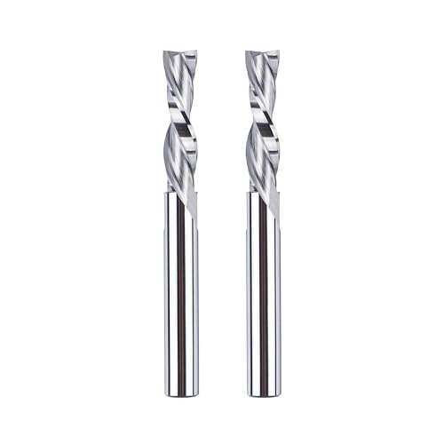 SpeTool 2 Stück Spiralfräser 6mm Schaft Downcut 24mm Schnittlänge CNC Fräser Set Nutfräser VHM Schaftfräser Fräser für Oberfräse Spiralnutfräser Langlochfräser Holz Router Bits 2 Flöten Holzfräser von SpeTool