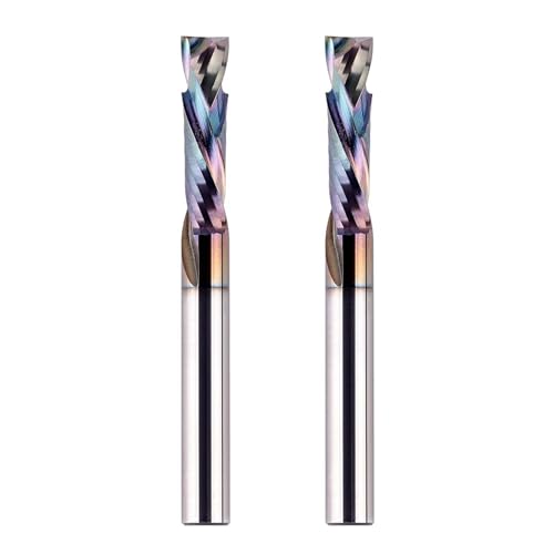 SpeTool 2-teiliges Spiralfräser-Bit mit langer Lebensdauer beschichtet, Vollhartmetallfräsen-Bits Set für CNC-Holzmühle (Kompression & 2-1/2 Zoll Länge) von SpeTool