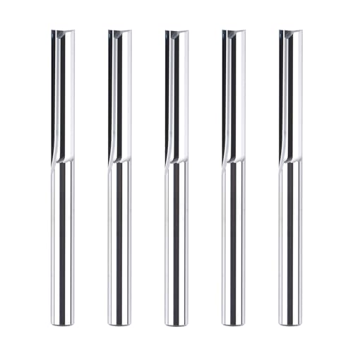 SpeTool 5 Stück 2 Flöten Gerade Fräser 6 mm Schaft x 32 mm Schnittlänge VHM Schaftfräser CNC Fräser für Holz MDF Acryl von SpeTool