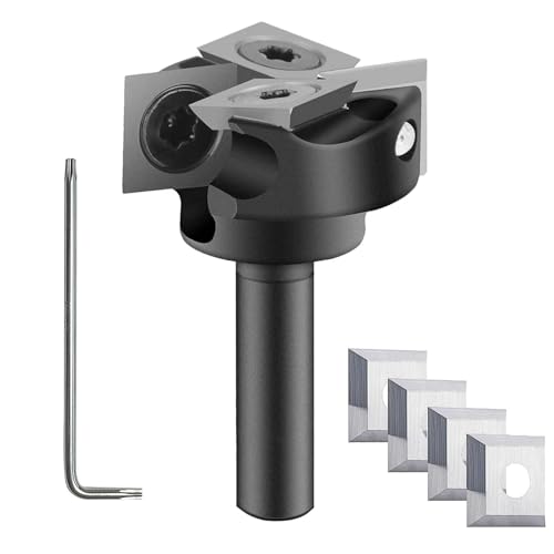 SpeTool Spoilborad Surfaing Fräser-Bit, 2,5 cm Schnittdurchmesser mit 6,35 mm Schaft, CNC-Fräser-Planungs-Bit, inklusive 4 zusätzlichen Hartmetall-Einsätzen von SpeTool