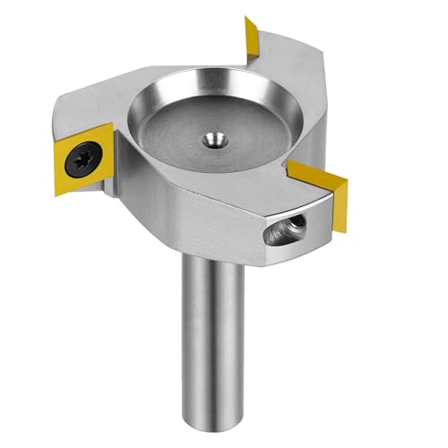 SpeTool Vernickelt Planfräser 12mm Schaft 60mm Durchmesser Planfräser für Oberfräse Wendeplatten Flächenfräser Wendeplattenfräser 3 Flöten CNC Fräser für Holz mit ATS Beschichtung Abflachfräser von SpeTool