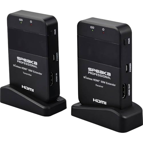 SpeaKa Professional SP-HDE-320 HDMI-Funkübertragung (Set) 50 m 5 GHz 1920 x 1080 Pixel von Speaka