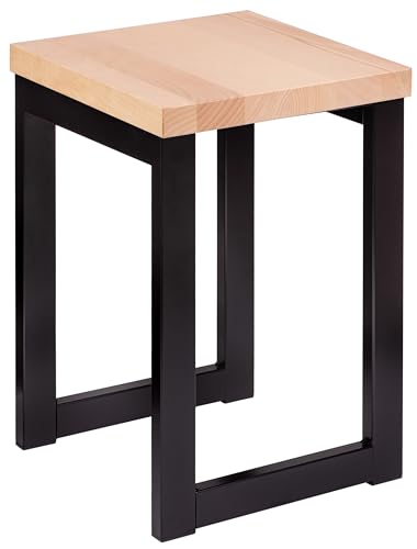 Spec-Wood, Hocker Holz LOFT, Barhocker Holz, Blumenhocke mit Metallgestell, Sitzhocker 30x30x46 cm, Duschhocker Modern, Küchenhocker, Barstühle, Tresenhocker von specwood