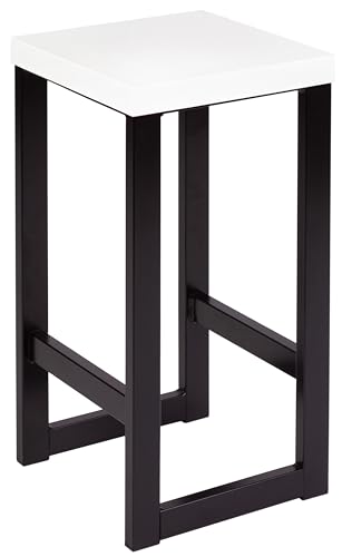 Spec-Wood, Hocker Holz LOFT, Barhocker Holz, Blumenhocker mit Metallgestell, Sitzhocker 30x30x62 cm, Duschhocker Modern, Küchenhocker, Barstühle, Tresenhocker von specwood