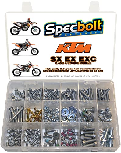 Specbolt Schrauben-Set für die Wartung der aktuellen KTM SX EX EXC MX Dirtbike-Befestigung, 250 Stück 60 65 85 105 125 250 300 550 4 Takte 250 350 400 450 500 520 520 520 5 Specbolt Schrauben-Set für die Wartung der aktuellen KTM SX EX EXC MX Dirtbike-Befestigung, 250 Stück 60 65 85 105 125 250 300 550 4 Takte 250 350 400 450 500 520 520 520 5 von Specbolt Fasteners