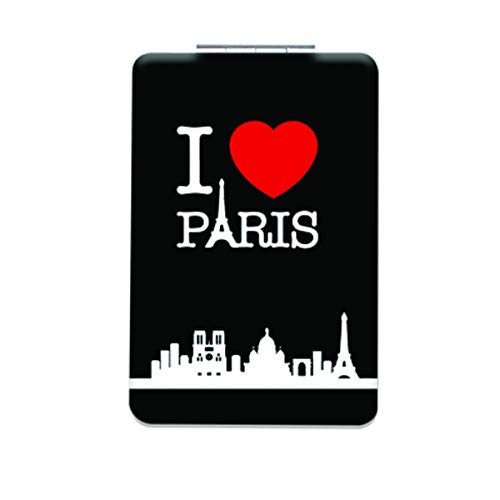 Spiegel I Love Paris schwarz, 9.3 x 6.2 x 1.2 cm von Enesco