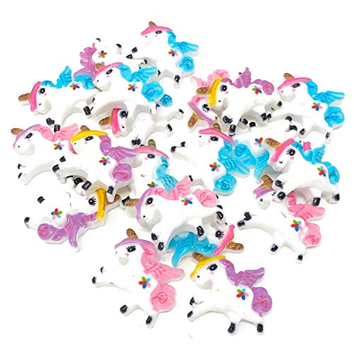 Special Touches 20 gemischte 20 mm geflügelte Jumping Einhörner Flatbacks Multi-Pack von Shabby Chic Kunststoff Flatbacks Handwerk Kartenherstellung Verzierungen von Special Touches