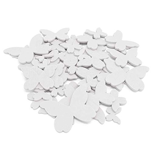 Weiße Schmetterlinge aus Holz, verschiedene Größen, 50 Stück von Special Touches
