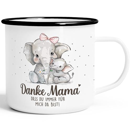 SpecialMe® Emaille-Tasse Danke Mama Dass du immer für mich da bist Becher Emaille Mamatag Muttertag emaille-weiß-schwarz standard von SpecialMe