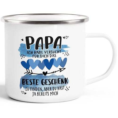 SpecialMe® Emaille-Tasse Papa ich habe versucht für dich das beste Geschenk zu finden Spruch lustig Danke Vater emaille-weiß-silber standard von SpecialMe