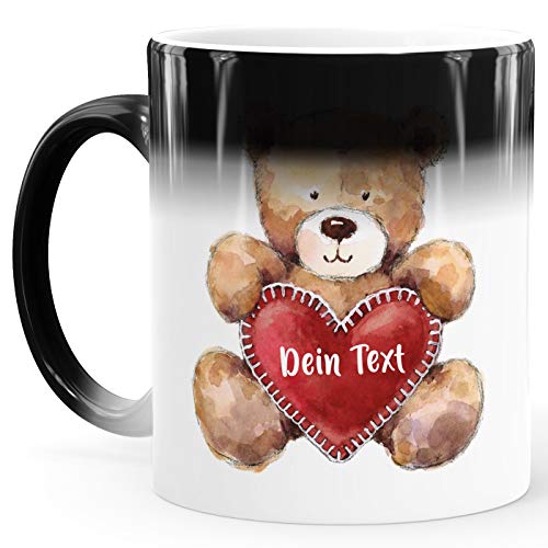 SpecialMe® Farbwechsel-Tasse Geschenk Teddy Motiv optional personalisierbar Danke sagen Trost spenden Mut machen Dein Text Magic Magic-Tasse von SpecialMe