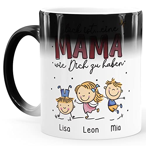 SpecialMe® Farbwechsel-Tasse personalisiert Kinder-Namen Glück ist eine Mama wie dich zu haben Geschenk Muttertag weiss-rot-magic (13605) Magic-Tasse von SpecialMe