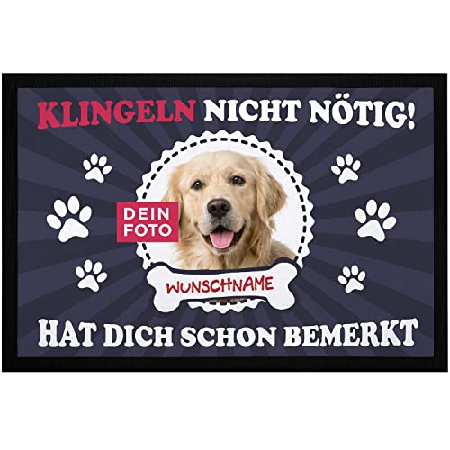 SpecialMe® Fußmatte mit eigenem Hund selbst gestalten personalisiert mit Name und Foto Haustier Hundebesitzer rutschfest & waschbar schwarz 60x40cm von SpecialMe