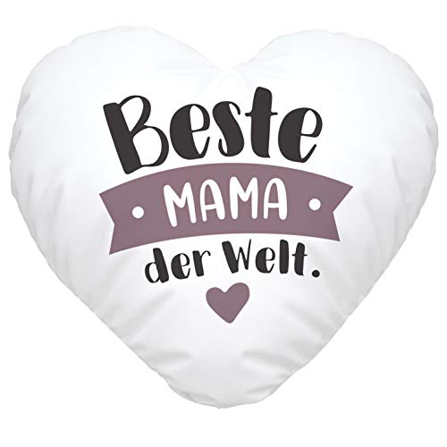 SpecialMe® Herzkissen Beste/r Papa Mama der Welt schönes Geschenk zum Muttertag Vatertag Weihnachten Geburtstag Eltern Mama weiß Herz-Kissen von SpecialMe