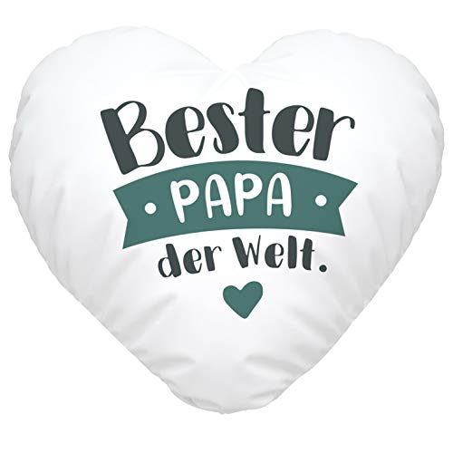 SpecialMe® Herzkissen Beste/r Papa Mama der Welt schönes Geschenk zum Muttertag Vatertag Weihnachten Geburtstag Eltern Papa weiß Herz-Kissen von SpecialMe