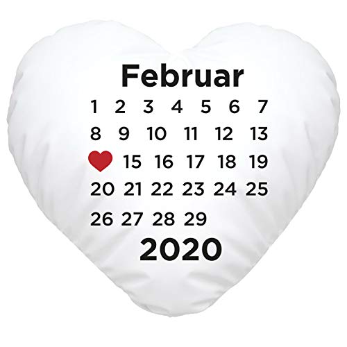 SpecialMe® Herzkissen personalisiert Kalender anpassbares Datum Geschenk Liebe Hochzeitstag Hochzeitsgeschenk weiß Herz-Kissen von SpecialMe