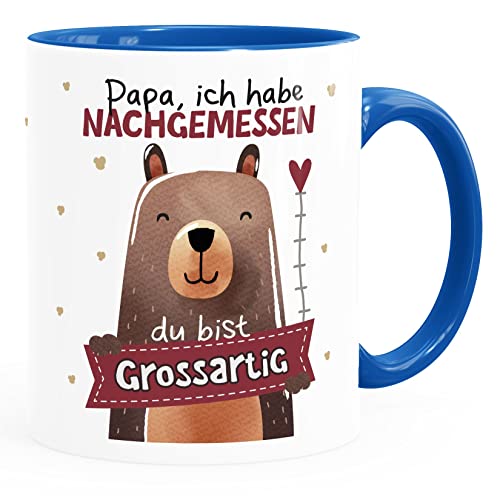 SpecialMe® Kaffee-Tasse Bär Papa ich habe nachgemessen du bist großartig Kinder Tochter Sohn Geschenke zum Vatertag weiß-innen-royal standard von SpecialMe