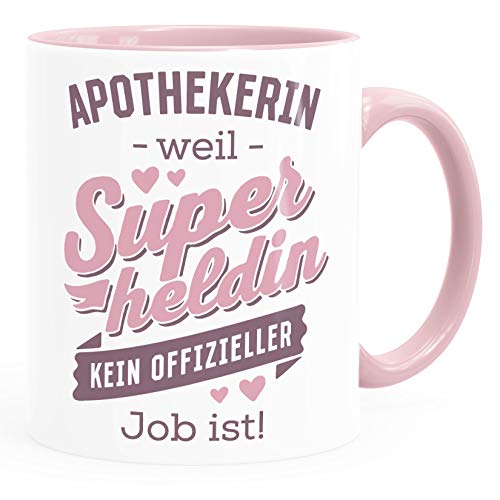 SpecialMe® Kaffee-Tasse [Beruf] weil Superheld kein offizieller Job ist personalisiert mit Namen kleine Geschenke Apothekerin rosa Keramik-Tasse von SpecialMe