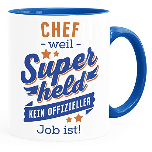 SpecialMe® Kaffee-Tasse [Beruf] weil Superheld kein offizieller Job ist personalisiert mit Namen kleine Geschenke Chef blau Keramik-Tasse von SpecialMe