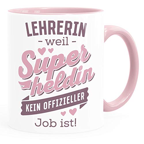 SpecialMe® Kaffee-Tasse [Beruf] weil Superheld kein offizieller Job ist personalisiert mit Namen kleine Geschenke Lehrerin rosa Keramik-Tasse von SpecialMe