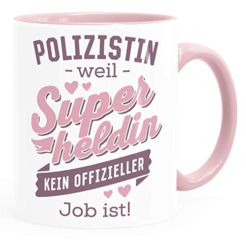 SpecialMe® Kaffee-Tasse [Beruf] weil Superheld kein offizieller Job ist personalisiert mit Namen kleine Geschenke Polizistin rosa Keramik-Tasse von SpecialMe