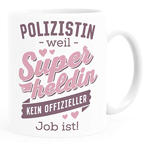 SpecialMe® Kaffee-Tasse [Beruf] weil Superheld kein offizieller Job ist personalisiert mit Namen kleine Geschenke Polizistin weiß Keramik-Tasse von SpecialMe