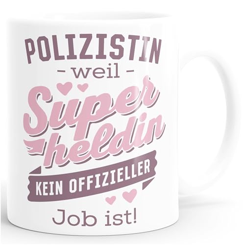 SpecialMe® Kaffee-Tasse [Beruf] weil Superheld kein offizieller Job ist personalisiert mit Namen kleine Geschenke Polizistin weiß Keramik-Tasse von SpecialMe