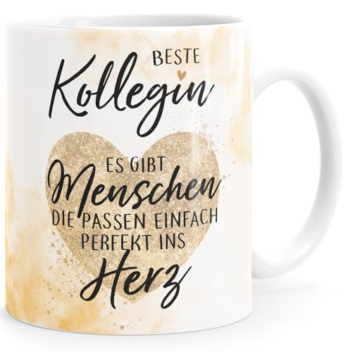 SpecialMe® Kaffee-Tasse Beste Kollegin Herz Geschenkidee Arbeitskollegin Bürotasse weiss standard von SpecialMe