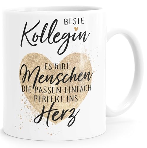 SpecialMe® Kaffee-Tasse Beste Kollegin Herz Geschenkidee Arbeitskollegin Bürotasse weiss standard von SpecialMe